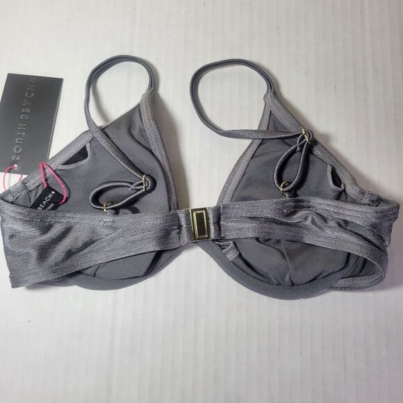 South Beach Women Grey Adjustable Underwire Bikini Top Swimwear Beach Size 8 US - Picture 3 of 9